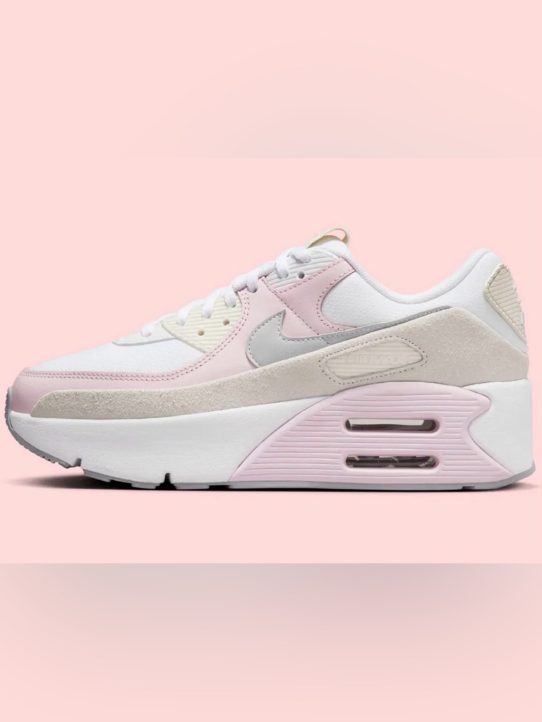 Nike Women’s Air Max 90 Lv8 Platform Sneakers White, Pink & Light Gray